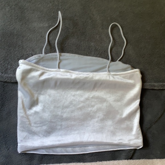 Light blue velvet crop top from Garage in size XS - Picture 2 of 3